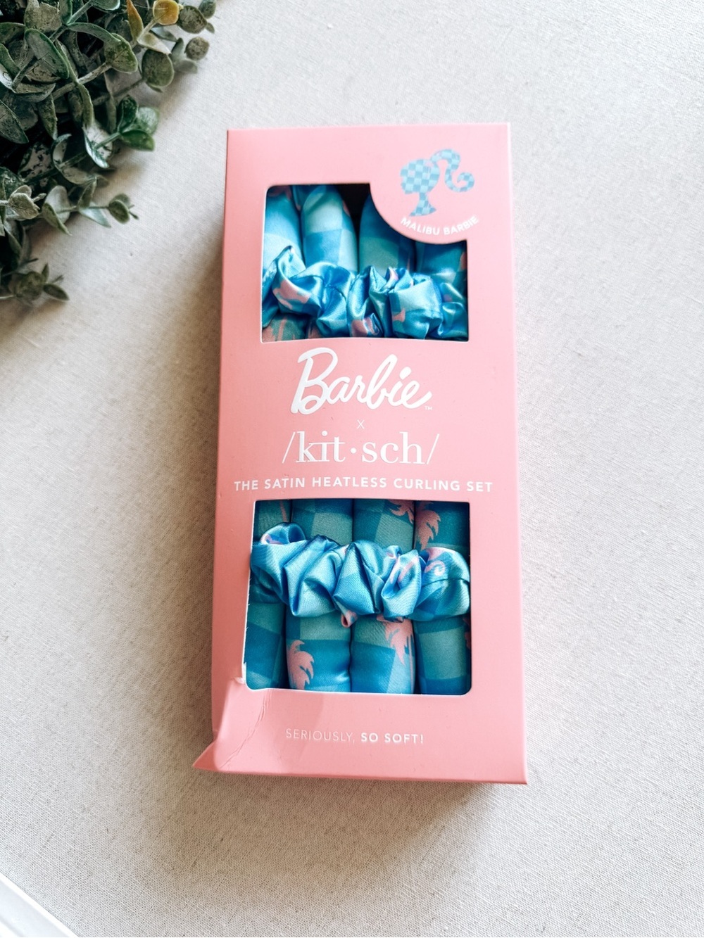 Barbie x Kitsch Satin Heatless Curling Set Malibu Barbie Blue NIB